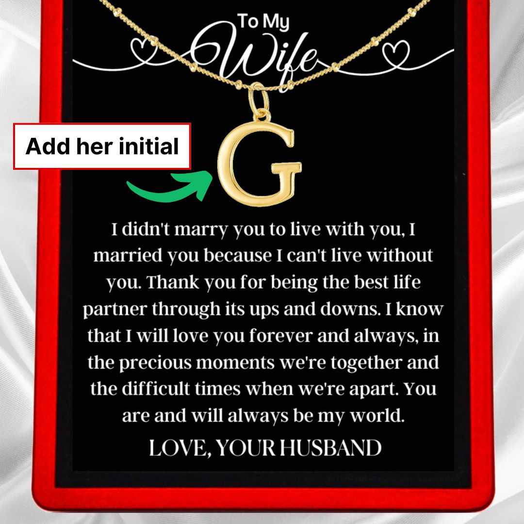 To My Wife 'Life Partner' Vermeil Initial Necklace WF22