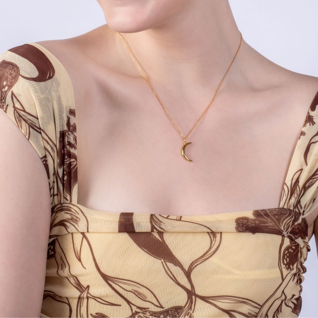 Lunar Whisper Pendant Necklace - Gold Plated