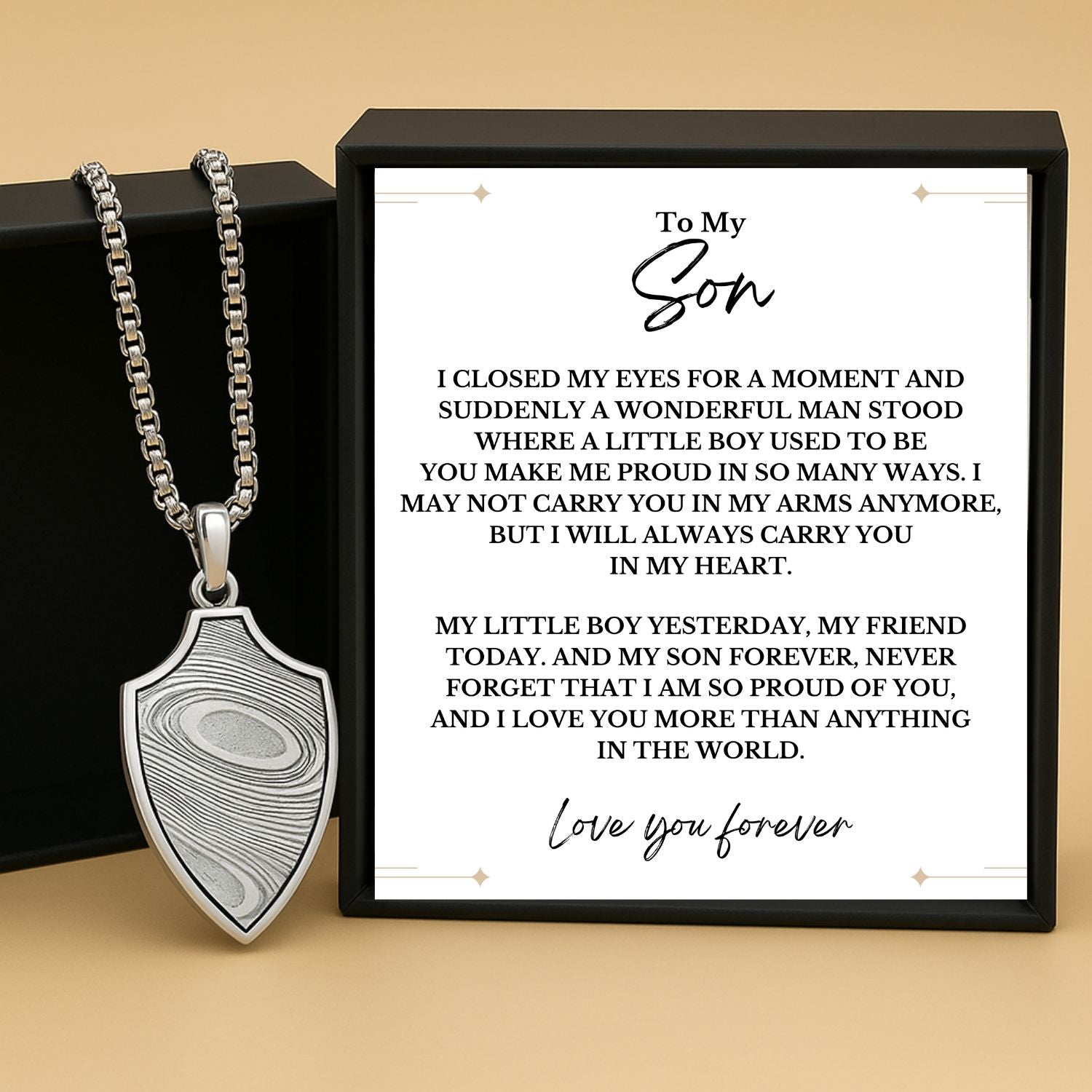 To My Son - Guardian Shield Necklace