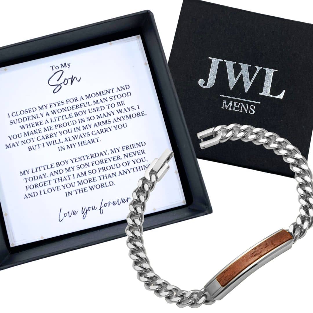To My Son Golden/Steel Bubinga Bracelet