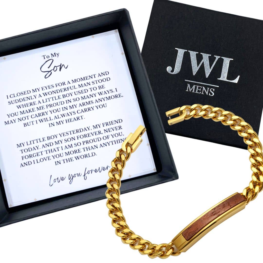 To My Son Golden/Steel Bubinga Bracelet