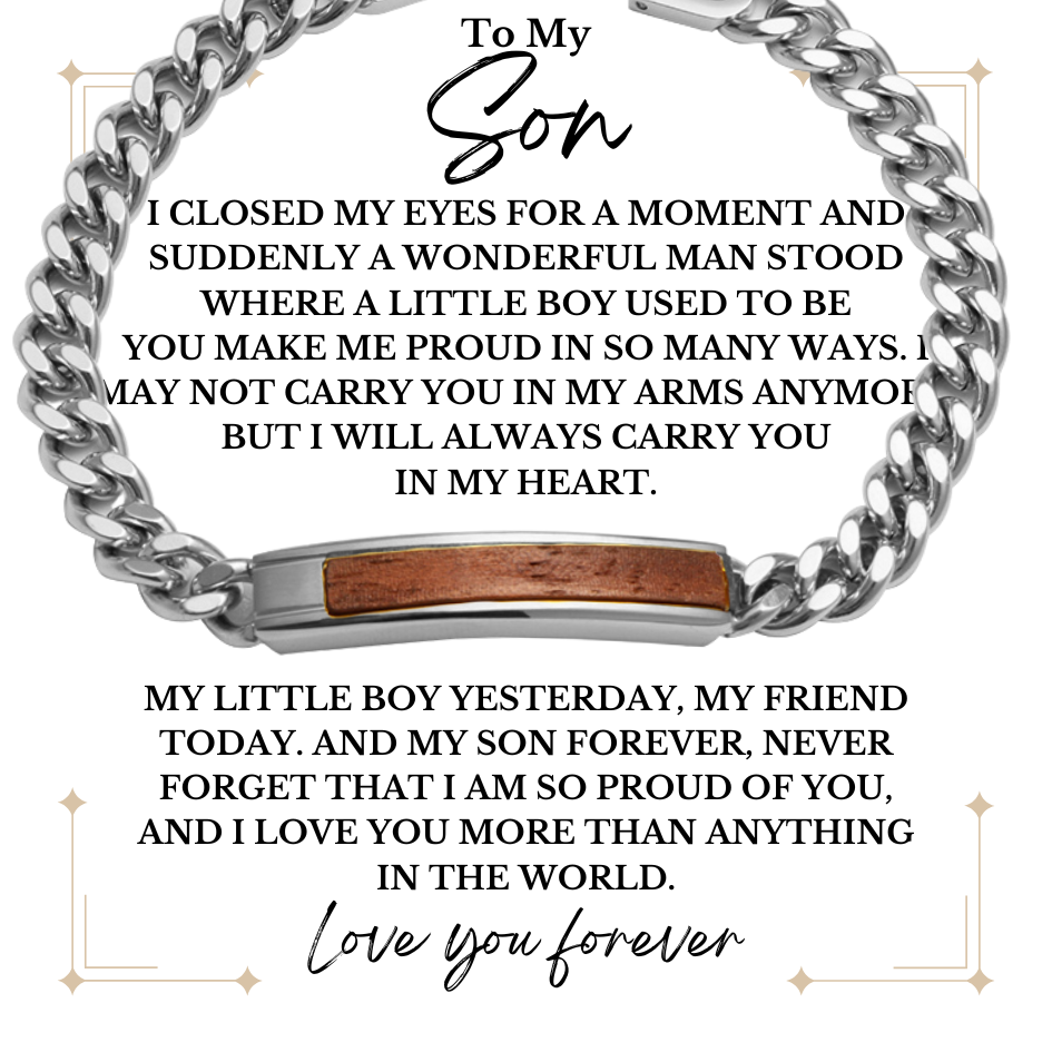 To My Son Golden/Steel Bubinga Bracelet