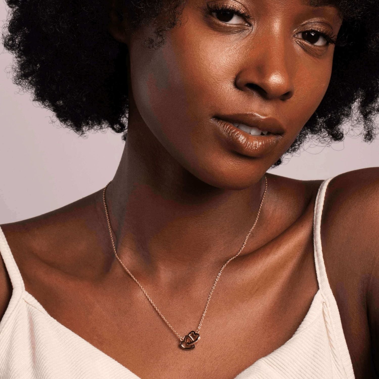 Interlocking Hearts Necklace - Rose Gold Finish