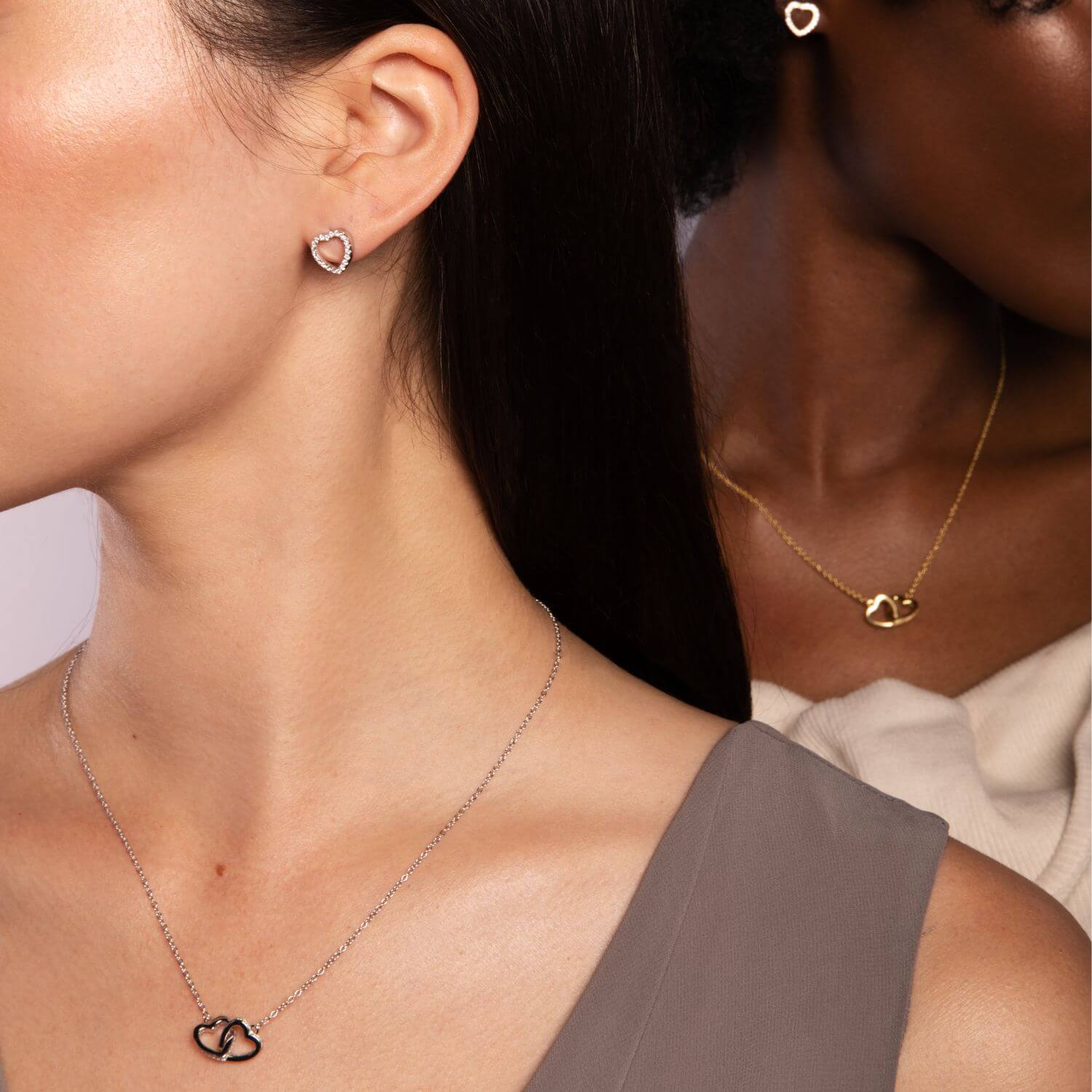 To My Soulmate 'My Safe Haven' - Interlocking Silver or Gold Vermeil Hearts Necklace ST20