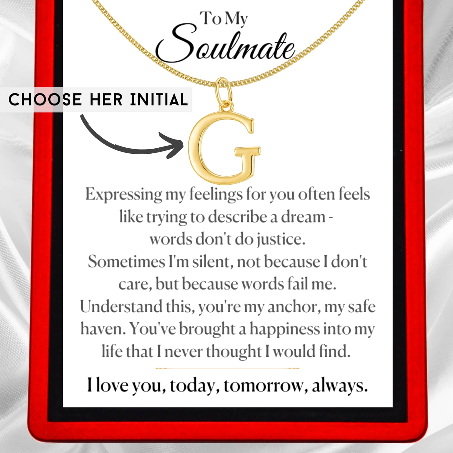 To My Soulmate 'My Safe Haven' - Gold Vermeil Initial Necklace ST21