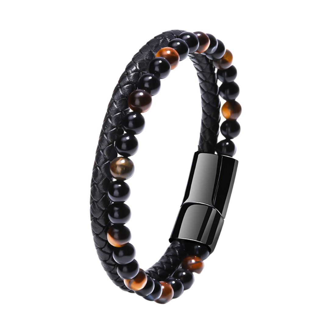 To My Wonderful Dad - 21cm Leather and Bead Bracelet - JWL Men's Bracelet