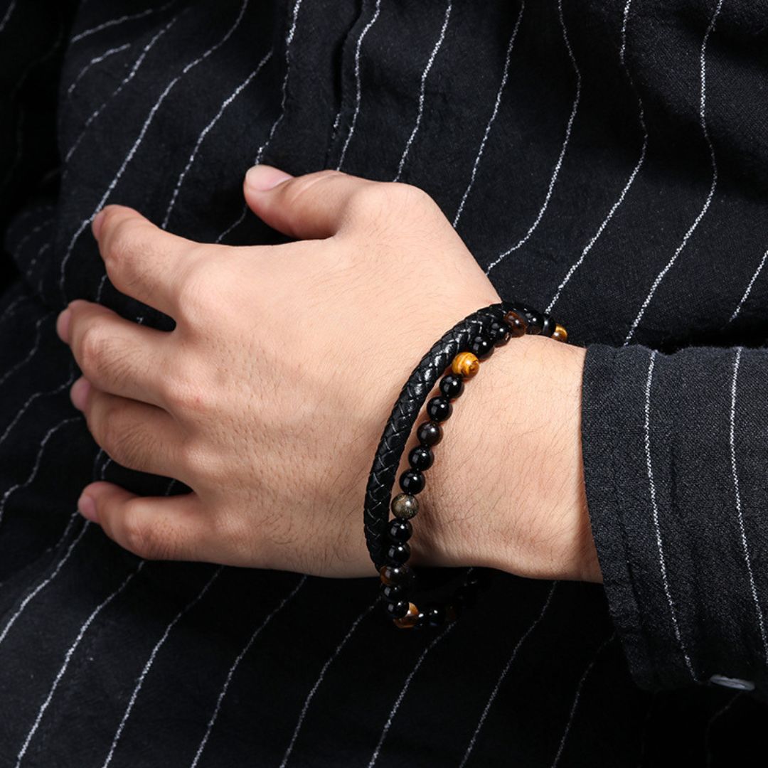 To My Wonderful Dad - 21cm Leather and Bead Bracelet - JWL Men's Bracelet