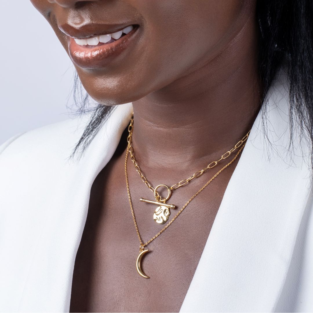 Lunar Whisper Pendant Necklace - Gold Plated