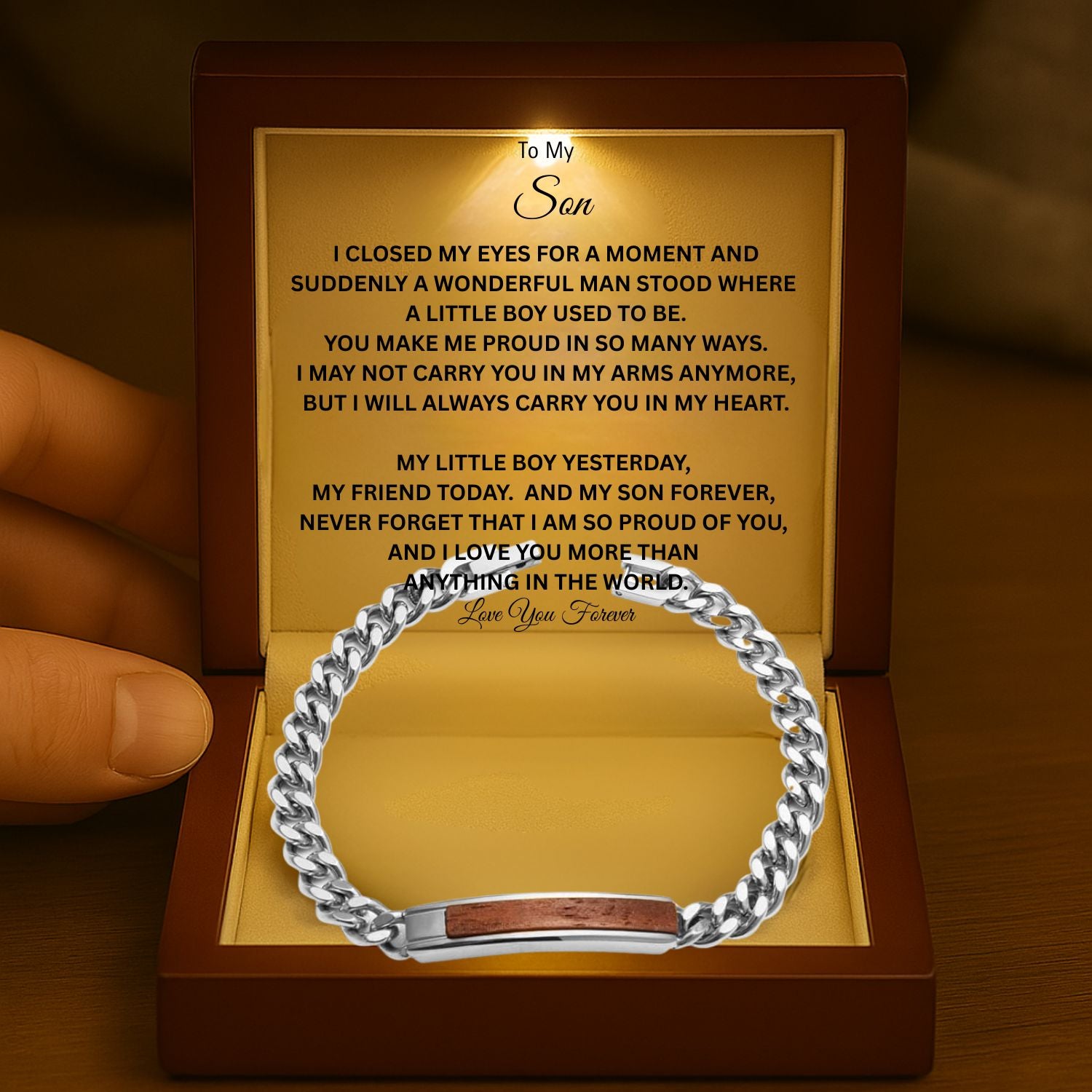 To My Son Golden/Steel Bubinga Bracelet