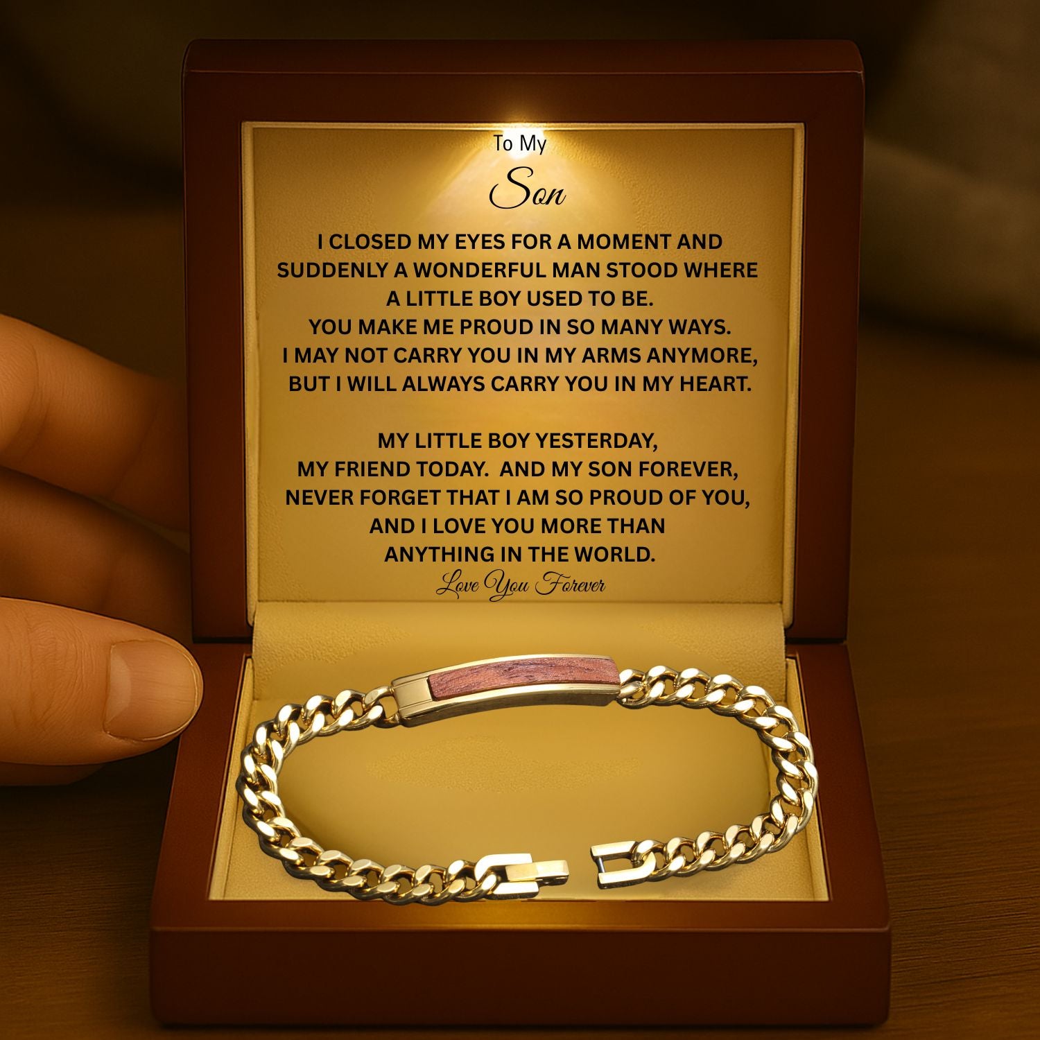 To My Son Golden/Steel Bubinga Bracelet