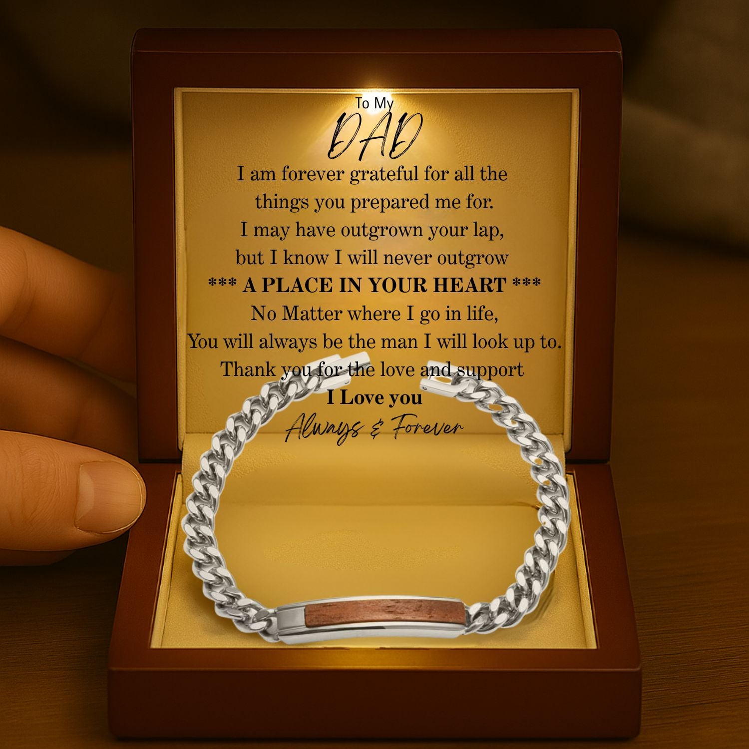 To My Dad Golden/Steel Bubinga Bracelet DAD1