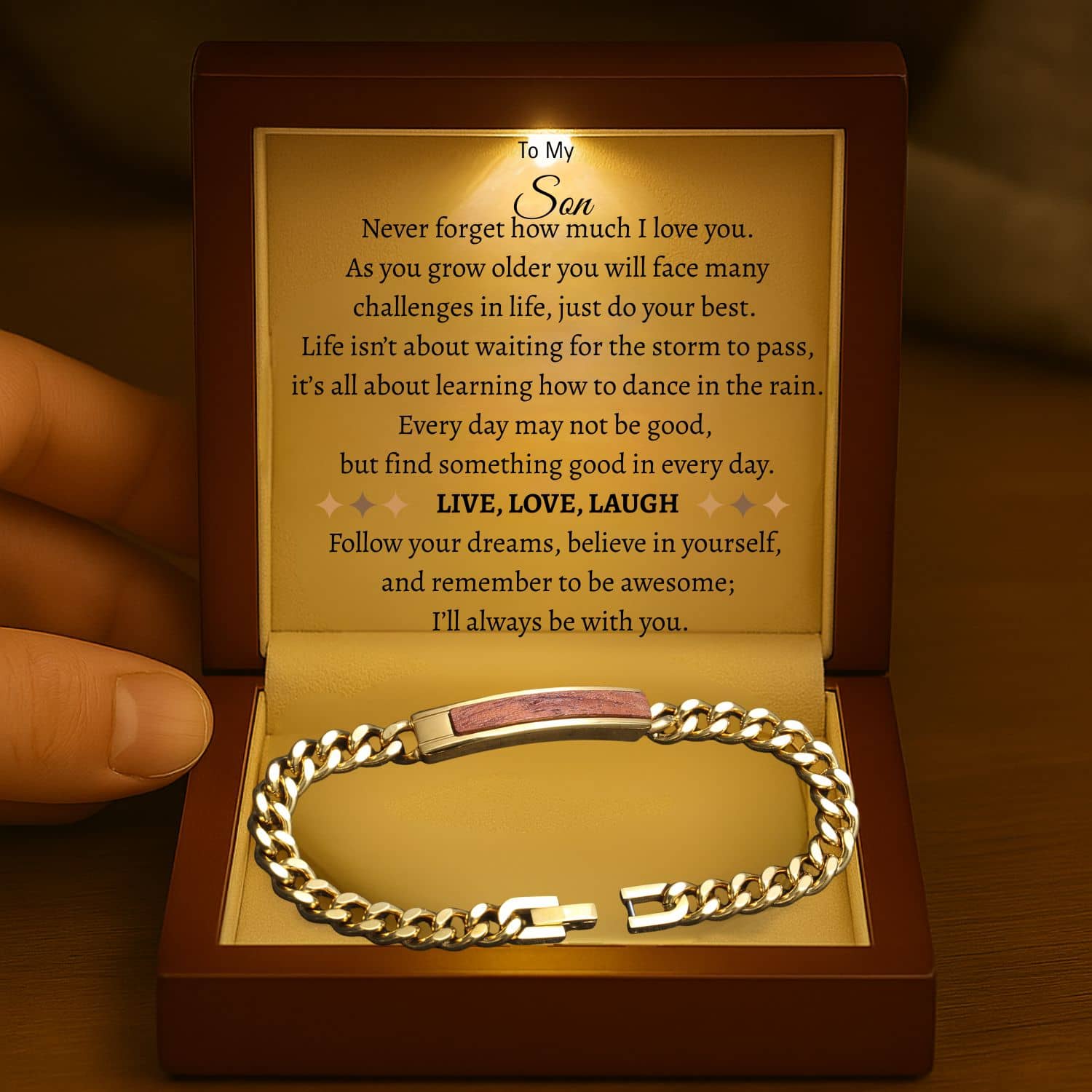 To My Son Golden/Steel Bubinga Bracelet BubSon3