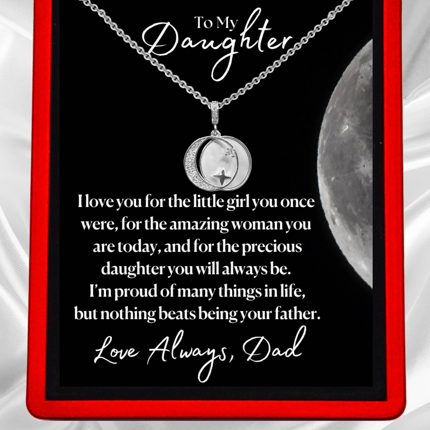 To my Daughter, "Proud Parent" Guiding Star Necklace - Gold Vermeil & Sterling Silver - DT64