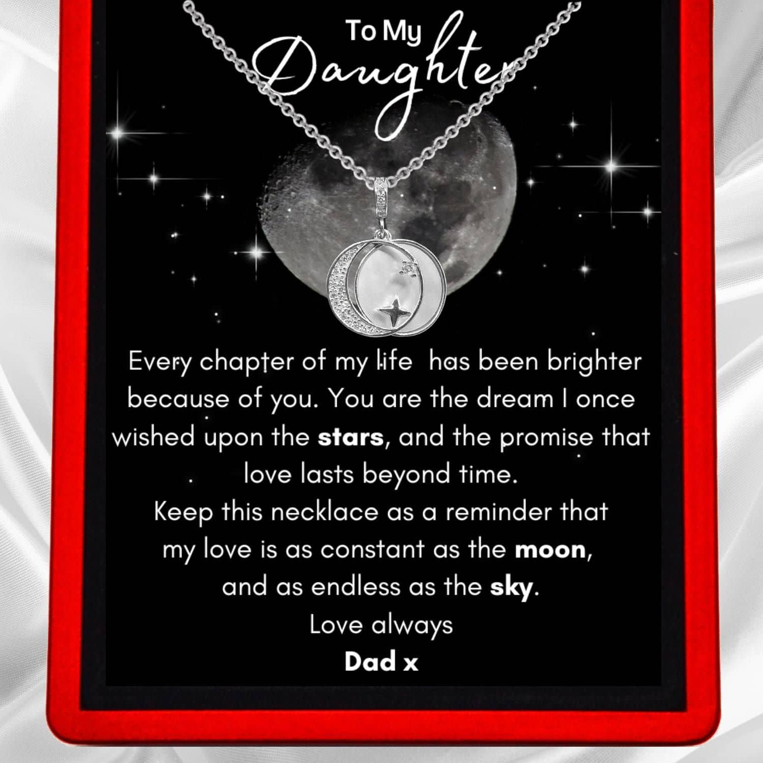 To My Daughter, 'Brightest Chapter' Guiding Star Necklace From Dad or Mum - DT67