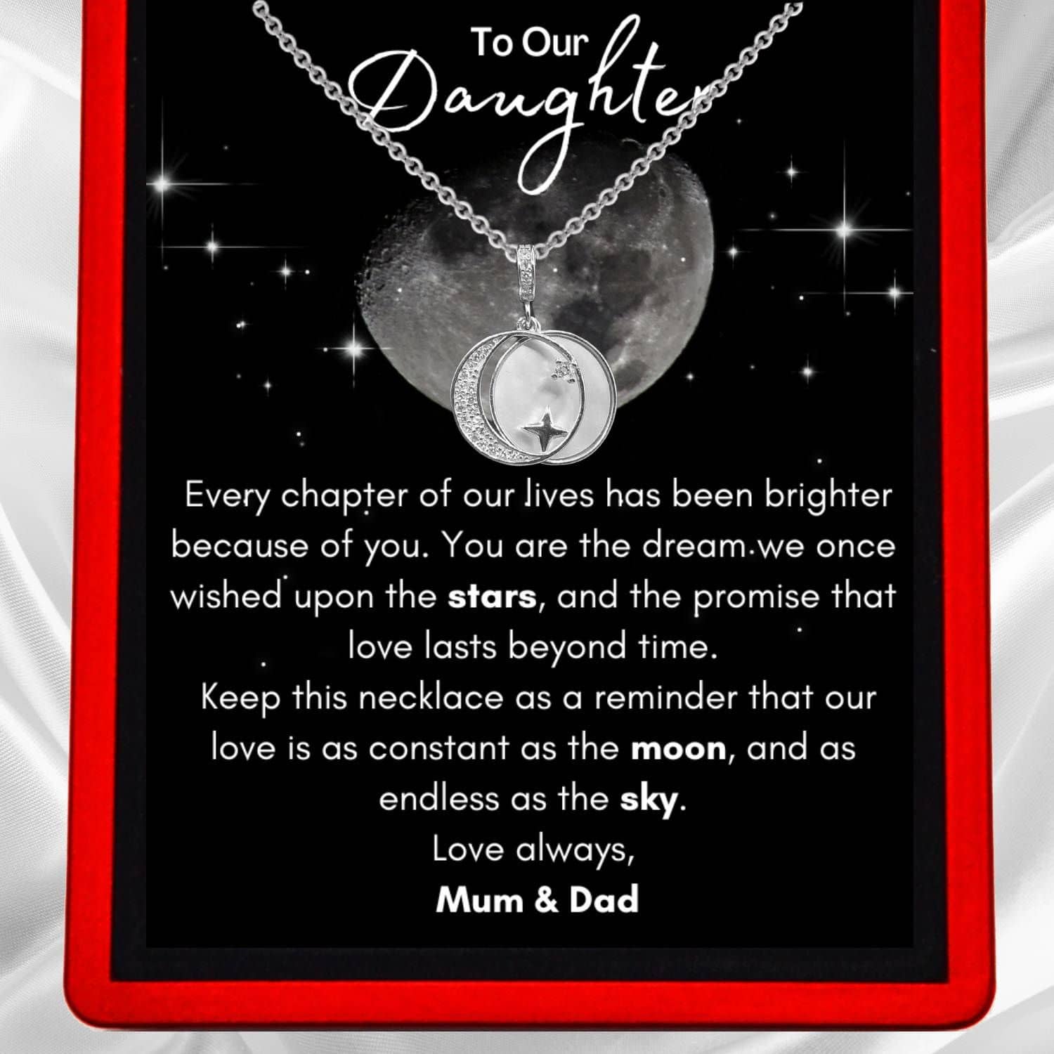To My Daughter, 'Brightest Chapter' Guiding Star Necklace From Dad or Mum - DT67