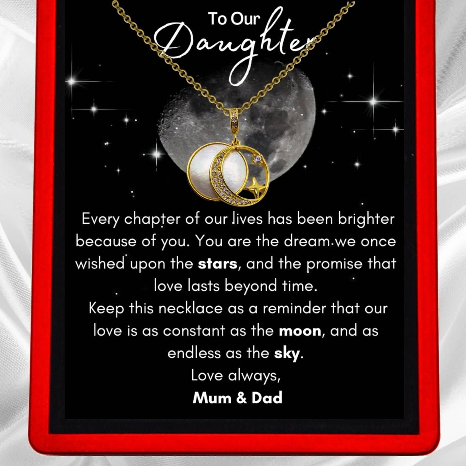 To My Daughter, 'Brightest Chapter' Guiding Star Necklace From Dad or Mum - DT67