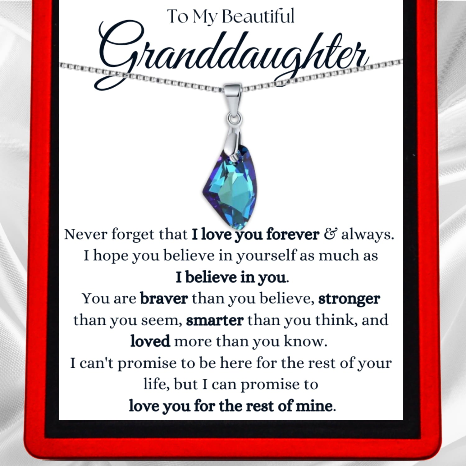 To My Granddaughter - "Braver, Stronger, Smarter" - Bermuda Austrian Crystal - GD21