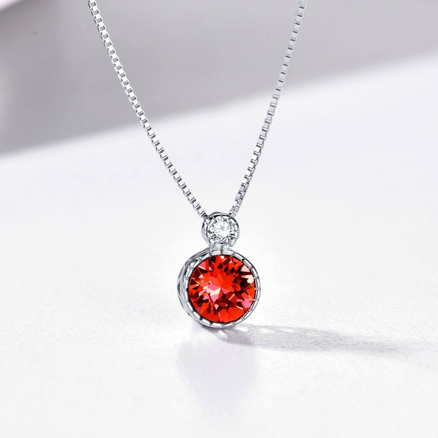 Classic Round Ruby Red Solitaire Pendant
