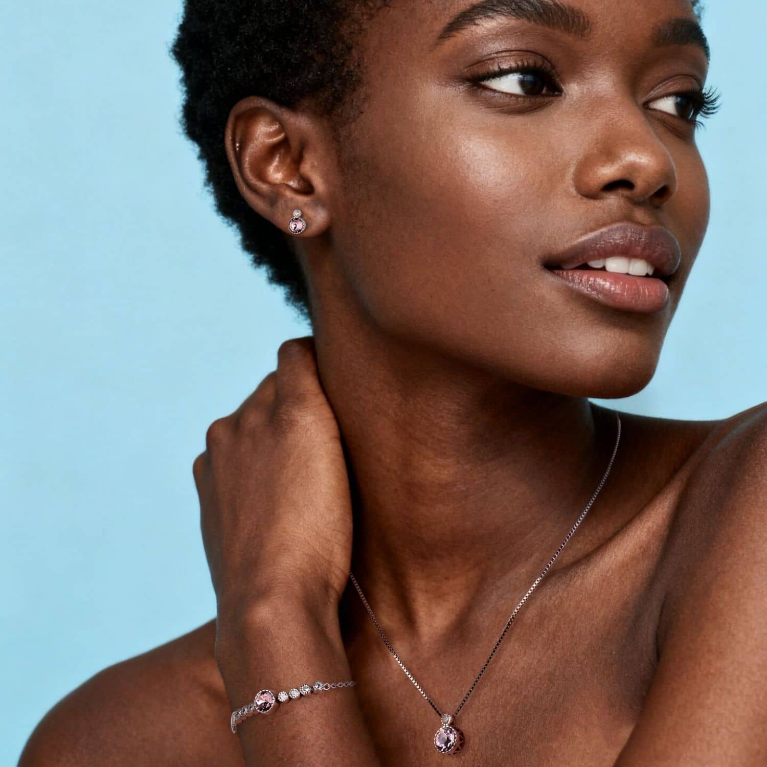 Klassiskt alexandrit-lila solitär-smyckeset med österrikiska kristaller – Juni månadssten (June Birthstone)