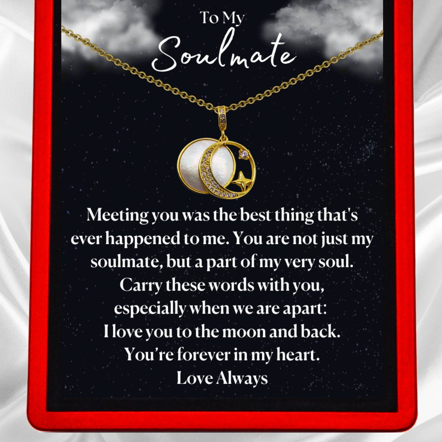 To My Soulmate, "To the Moon and Back" Guiding Star Necklace - Gold Vermeil & Sterling Silver - ST26