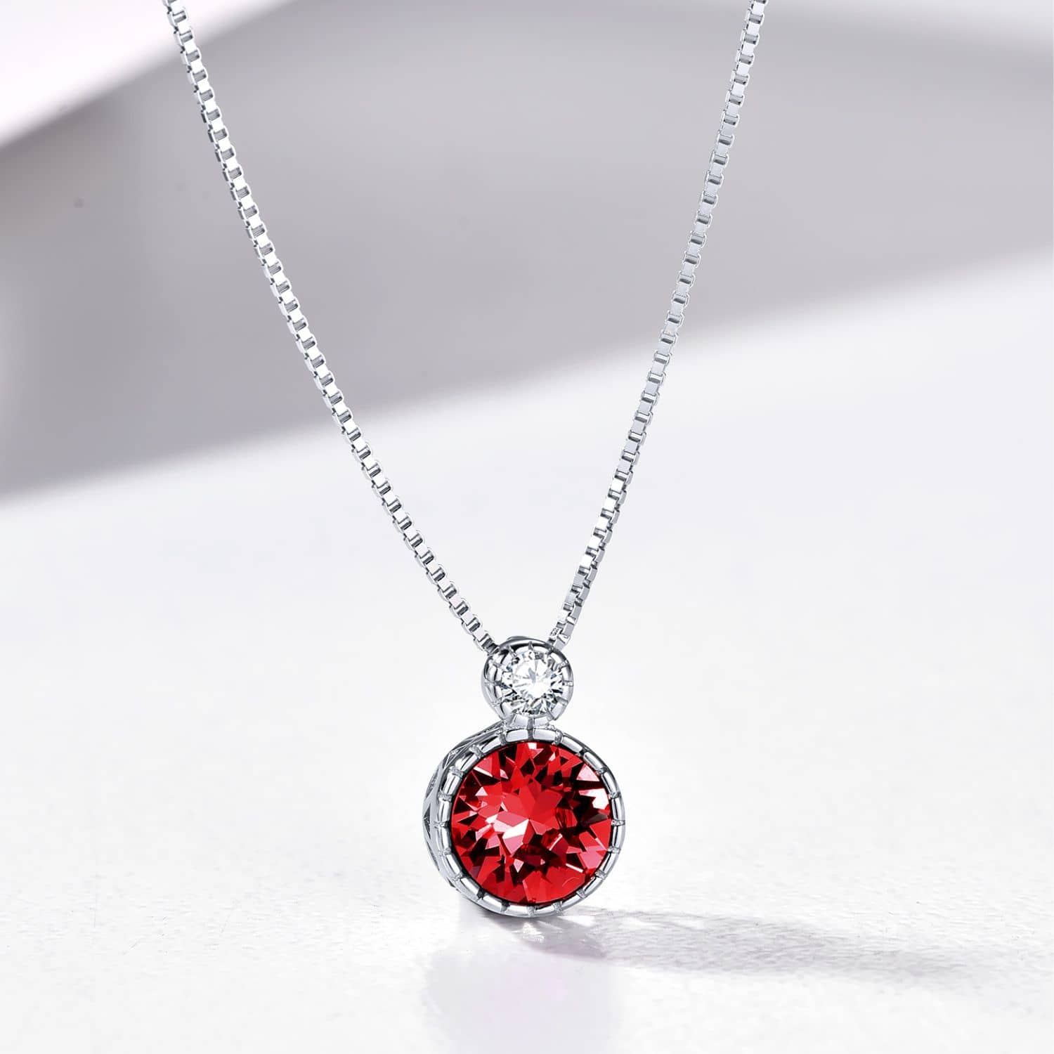 Classic Round Garnet Red Solitaire Pendant