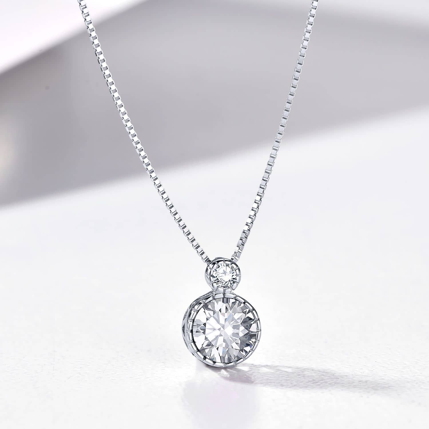 Classic Round Diamond White Solitaire Pendant