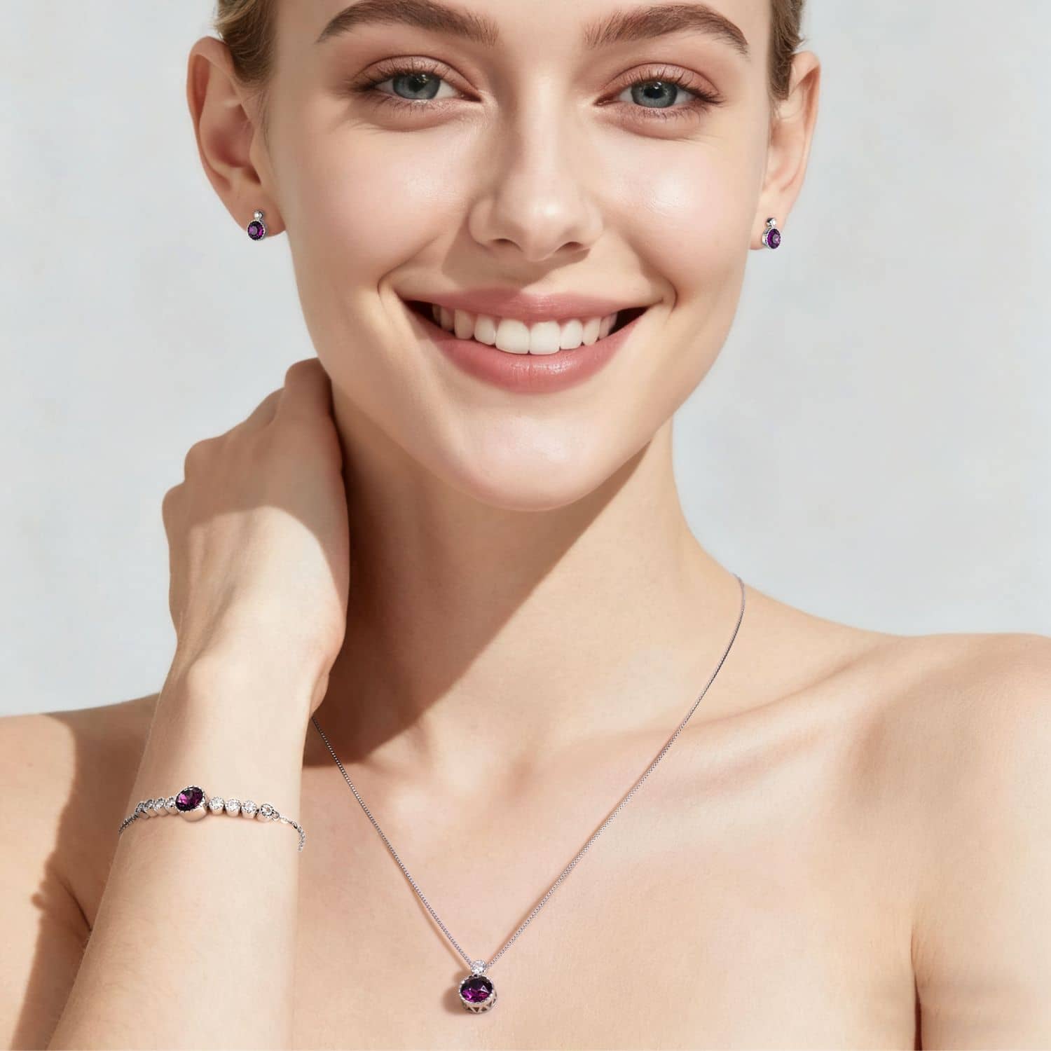 Classic Round Amethyst Purple Solitaire Pendant