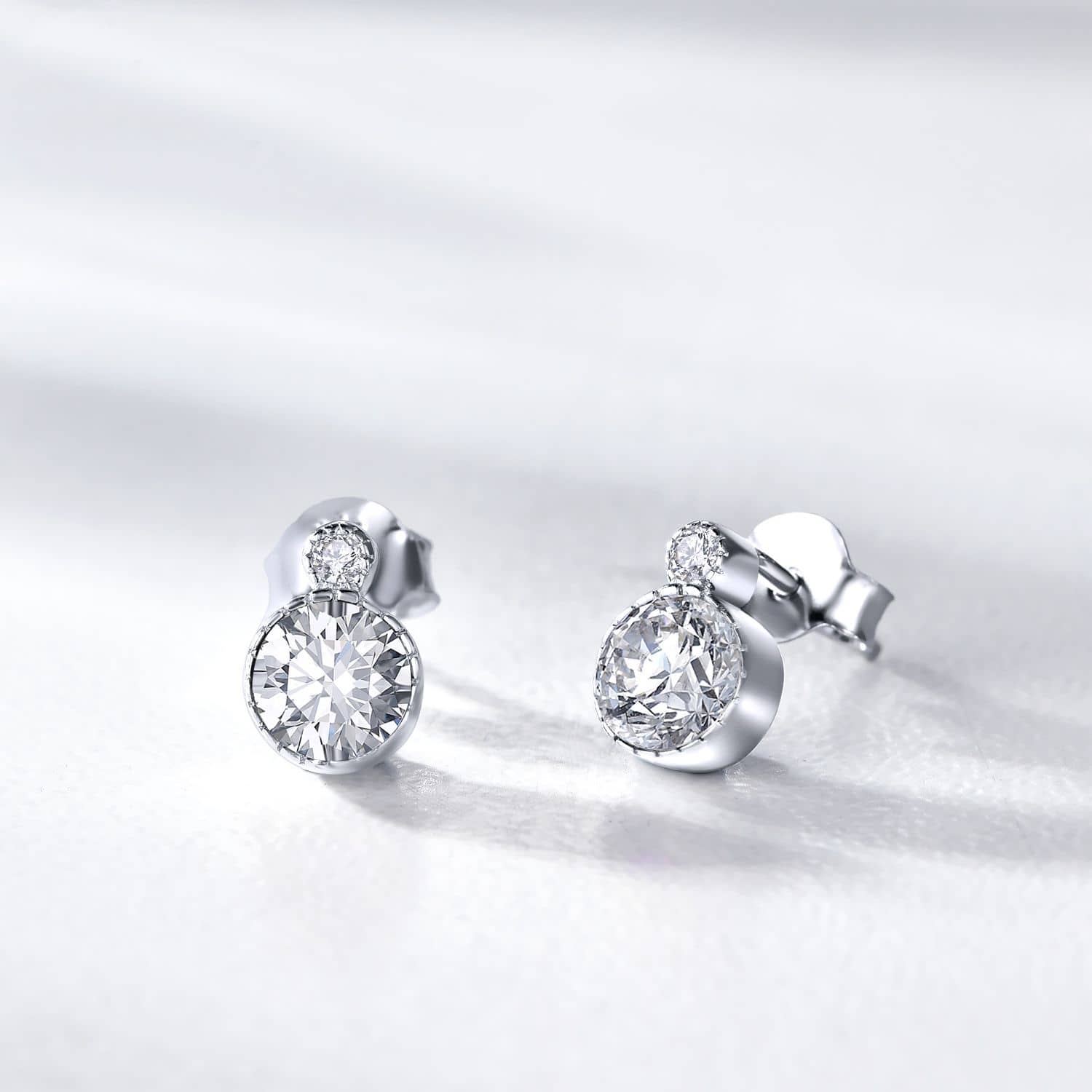 Classic Round Diamond White Austrian Crystal Solitaire Earrings