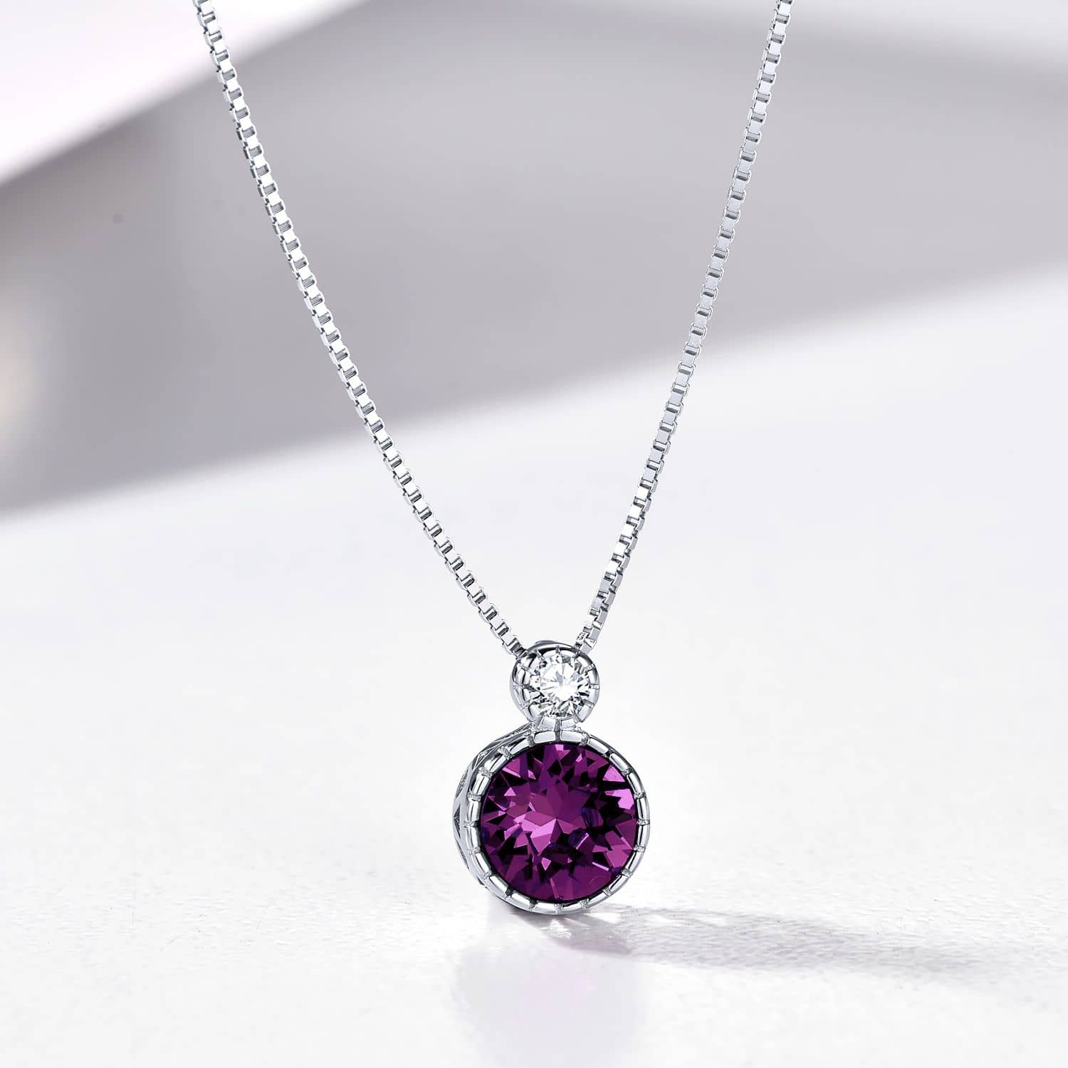 Classic Round Amethyst Purple Solitaire Pendant