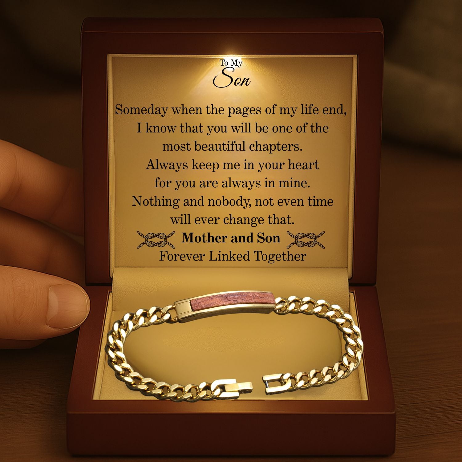 To My Son Golden/Steel Bubinga Bracelet BubSon4