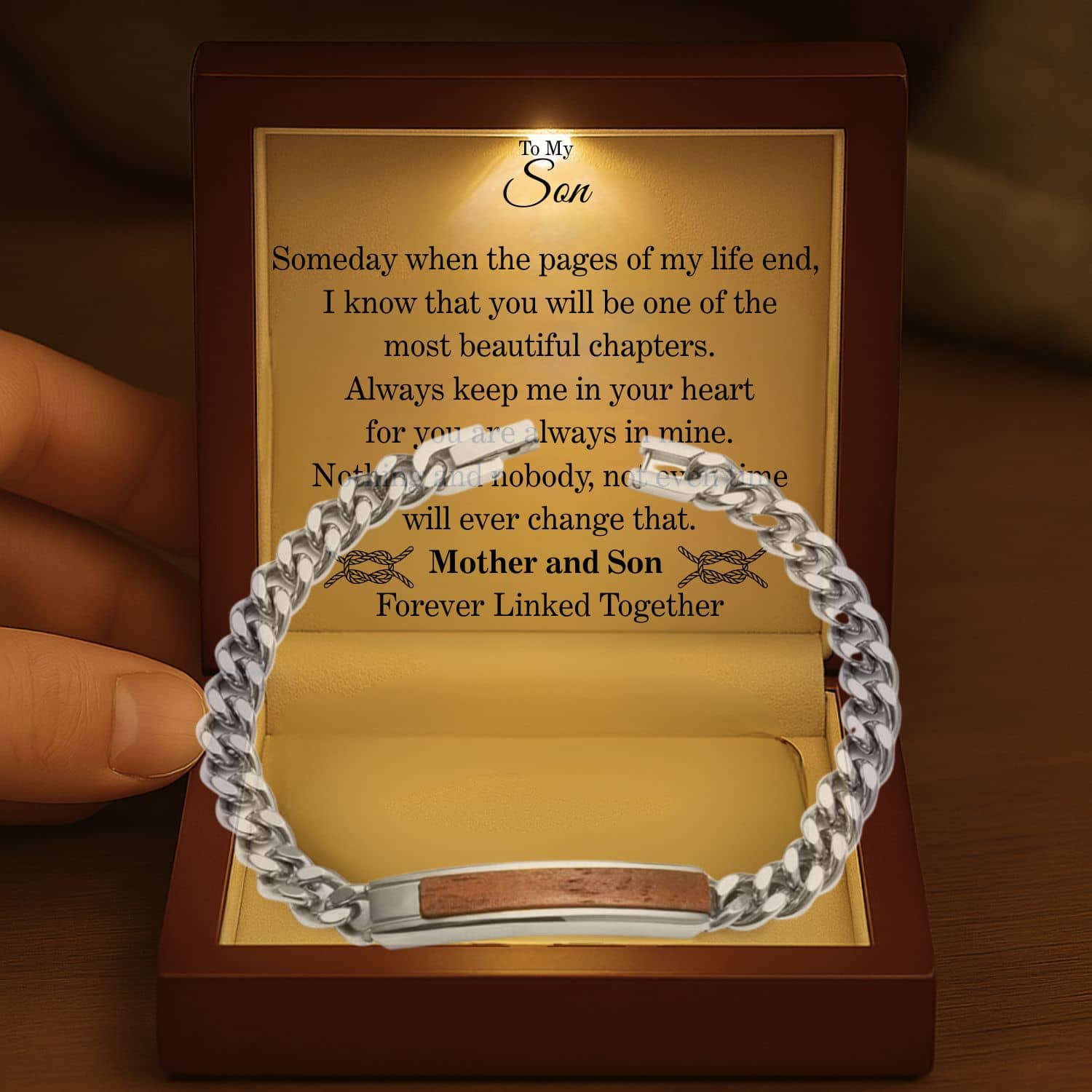 To My Son Golden/Steel Bubinga Bracelet BubSon4