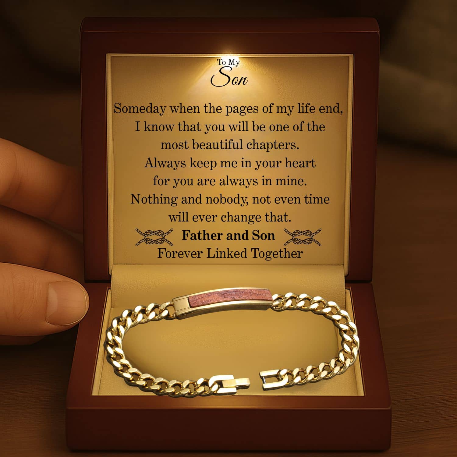 To My Son Golden/Steel Bubinga Bracelet BubSon4