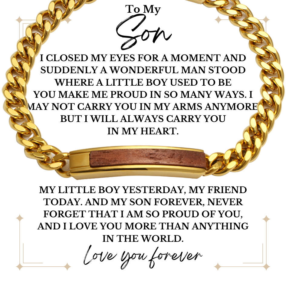 To My Son Golden/Steel Bubinga Bracelet