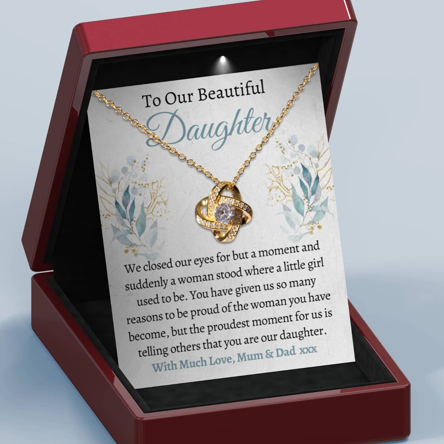 To Our Beautiful Daughter Necklace - Proud Mum & Dad DT19