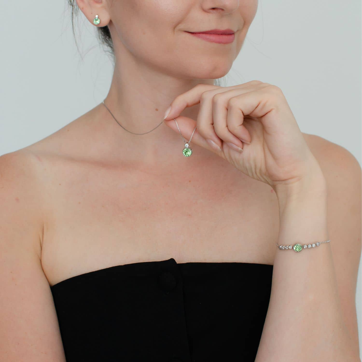 Round Peridot Green Chain Bracelet