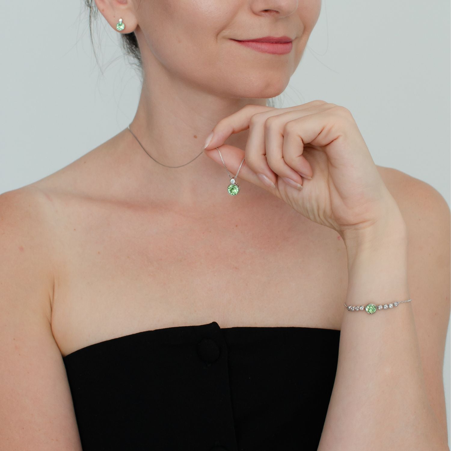 Classic Round Peridot Green Austrian Crystal Solitaire Earrings