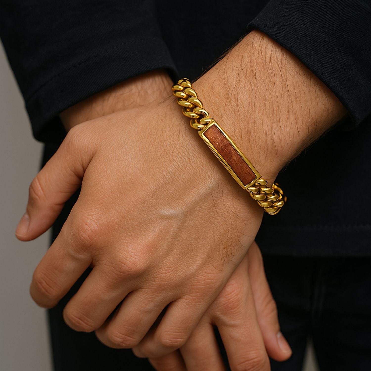 To My Grandson Golden/Steel Bubinga Bracelet BubGD1