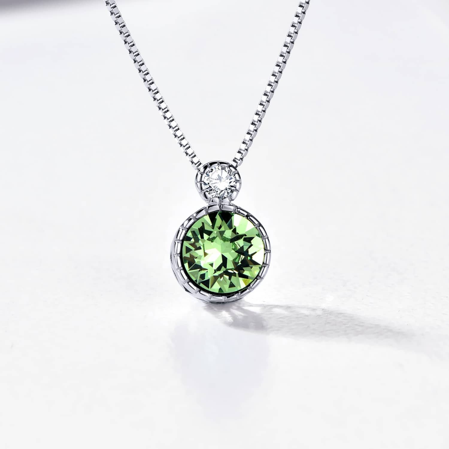 Classic Round Peridot Green Solitaire Pendant