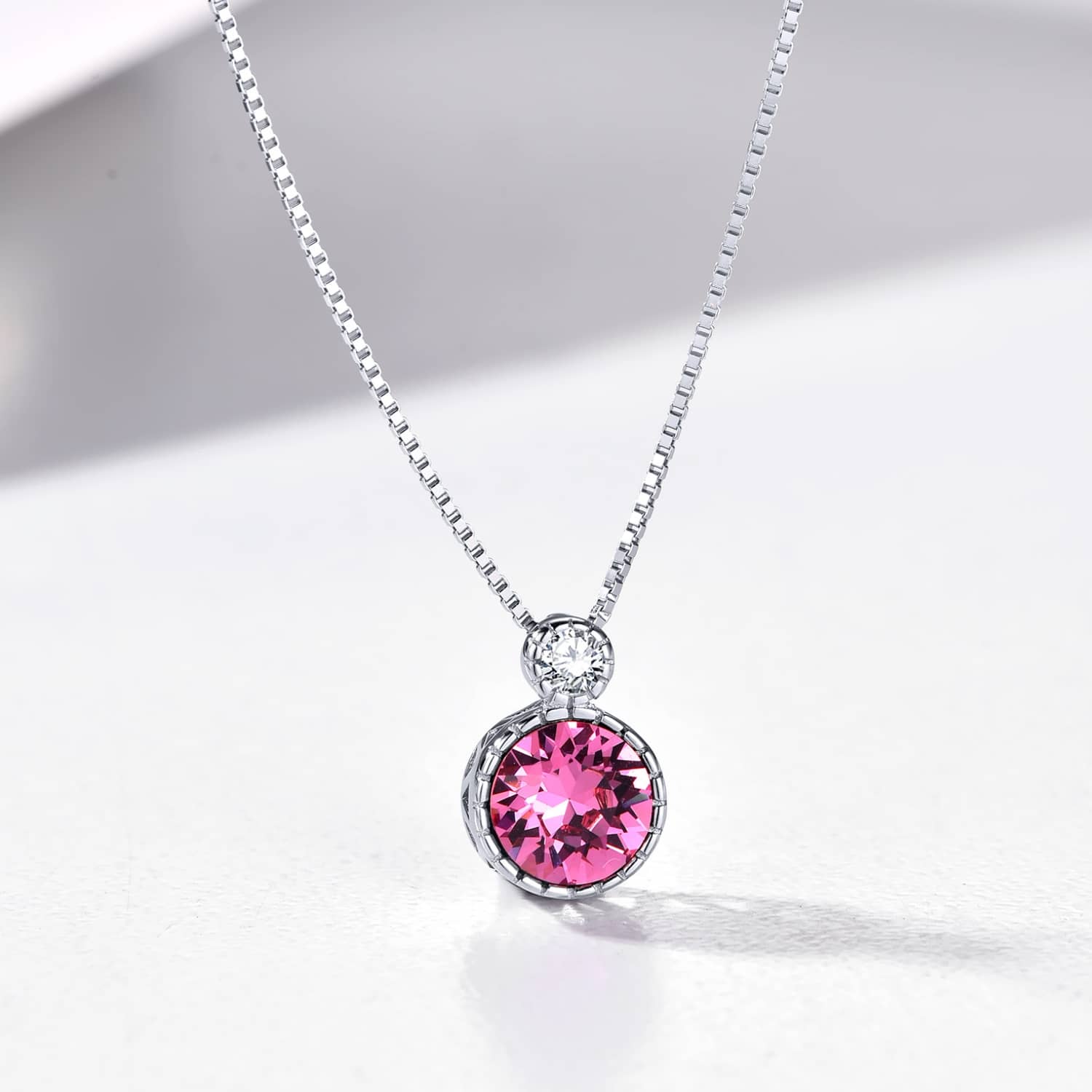 Classic Round Tourmaline Pink Solitaire Pendant