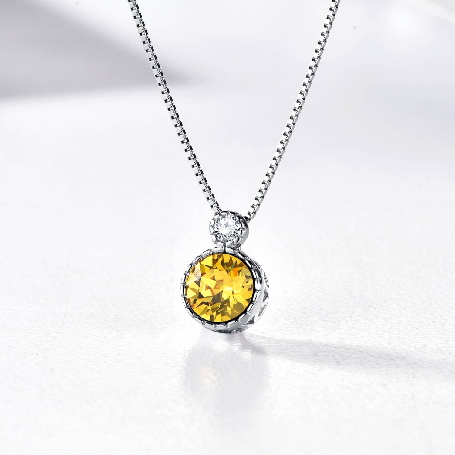 Classic Round  Citrine Yellow Solitaire Pendant