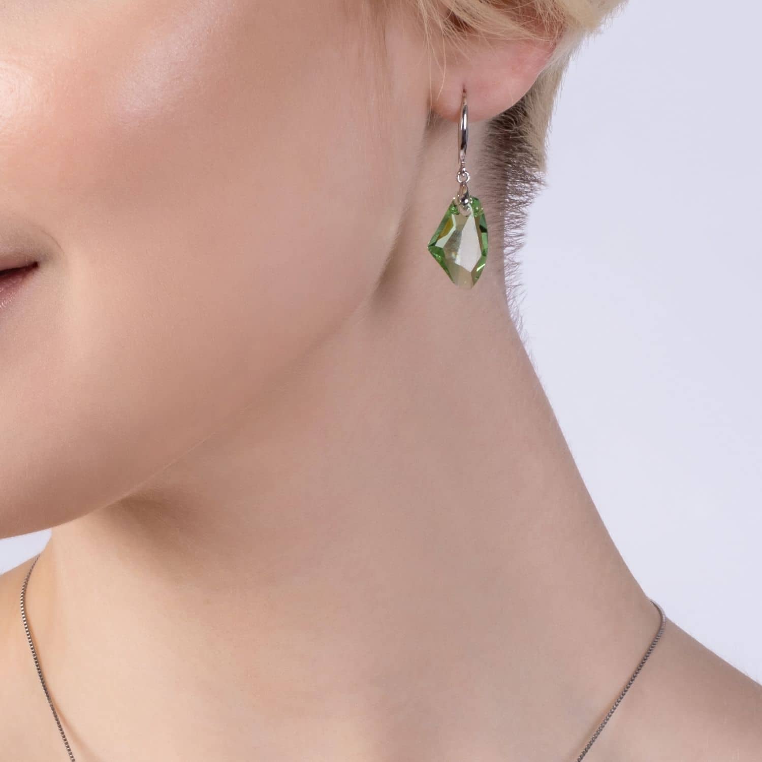 Light Green Crystal Earrings - Made with Austrian Crystals