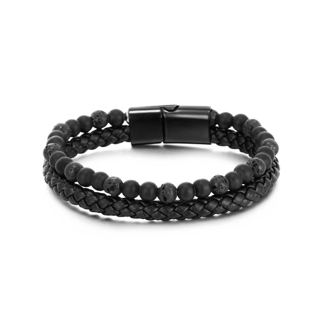 To My Wonderful Dad - 21cm Leather and Bead Bracelet - JWL Men's Bracelet