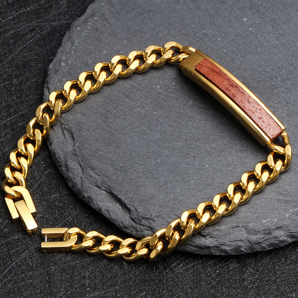 To My Grandson Golden/Steel Bubinga Bracelet BubGD1