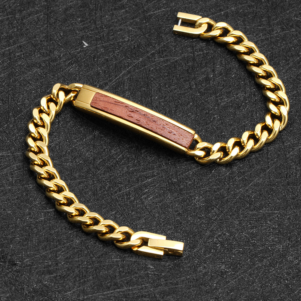 To My Grandson Golden/Steel Bubinga Bracelet BubGD1