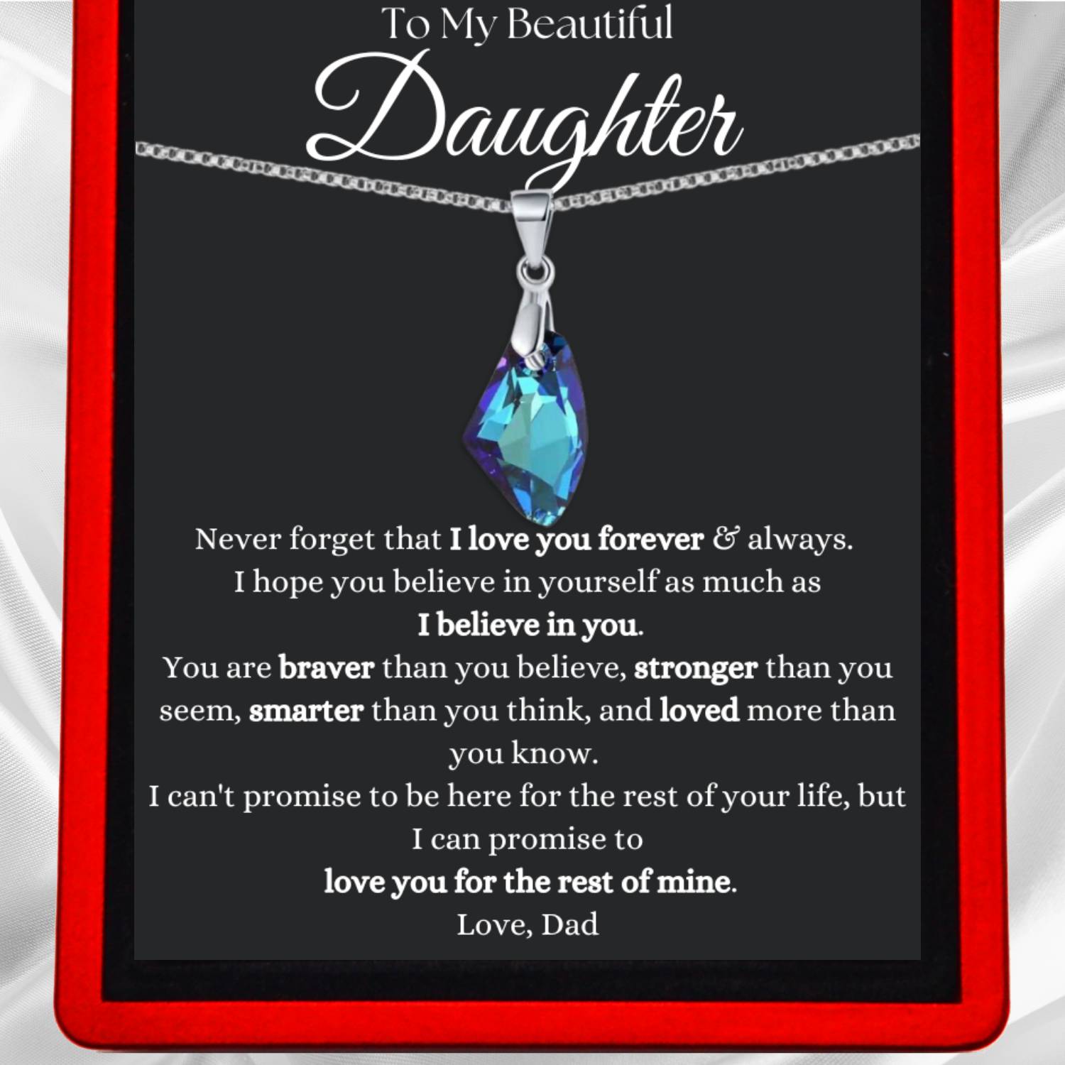 To My Daughter - "Braver, Stronger, Smarter" - Bermuda Austrian Crystal - DT63