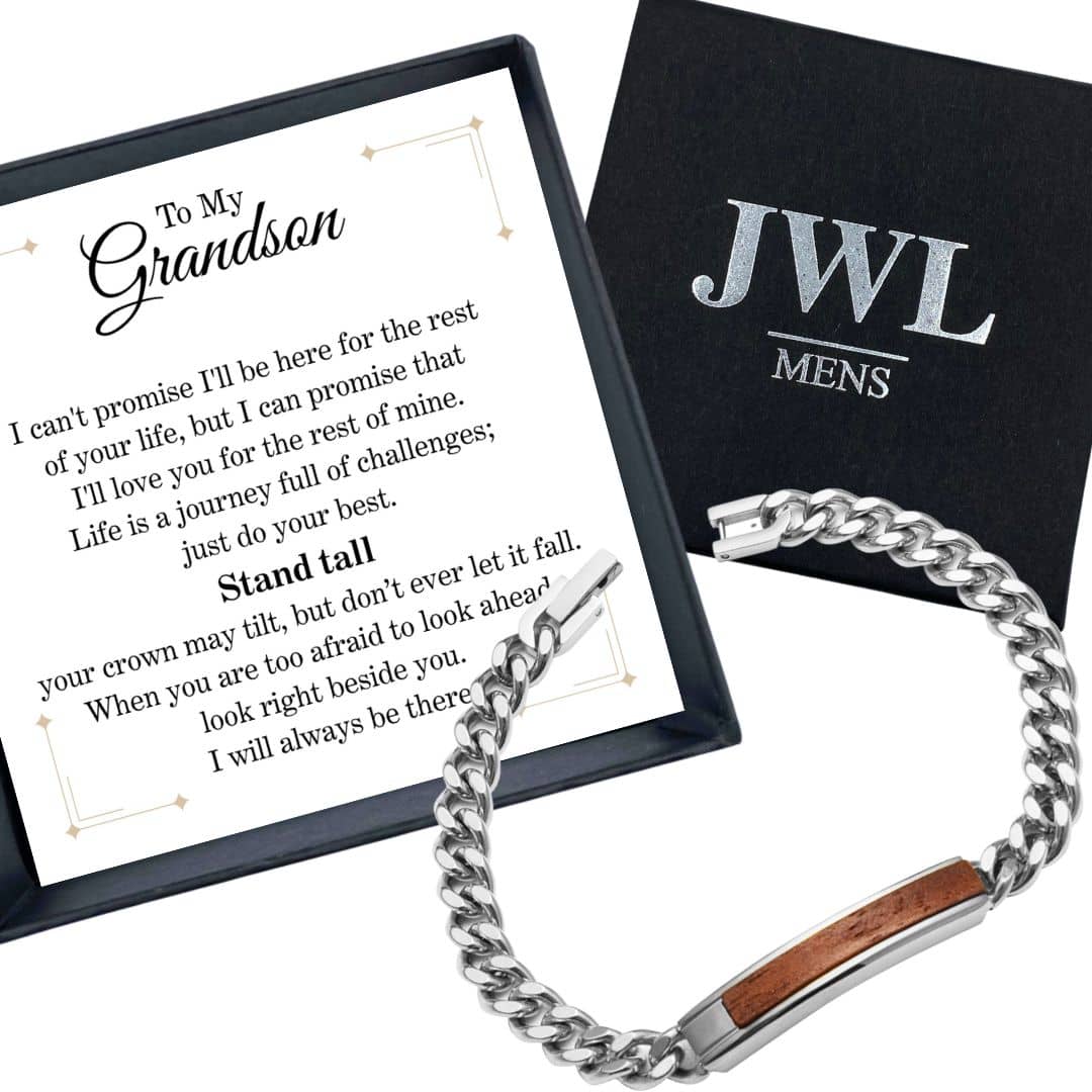 To My Grandson Golden/Steel Bubinga Bracelet BubGD3