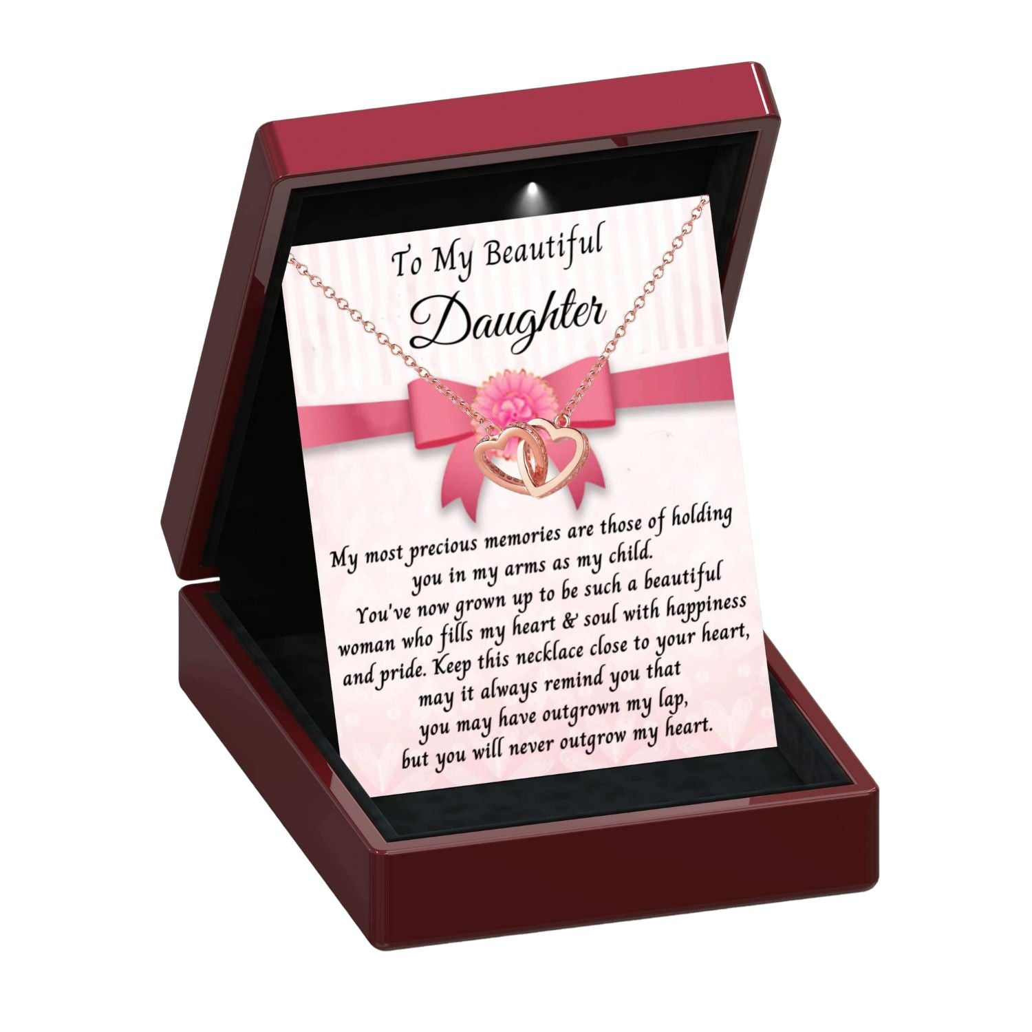 To My Beautiful Daughter Joined Hearts Necklace - DT10