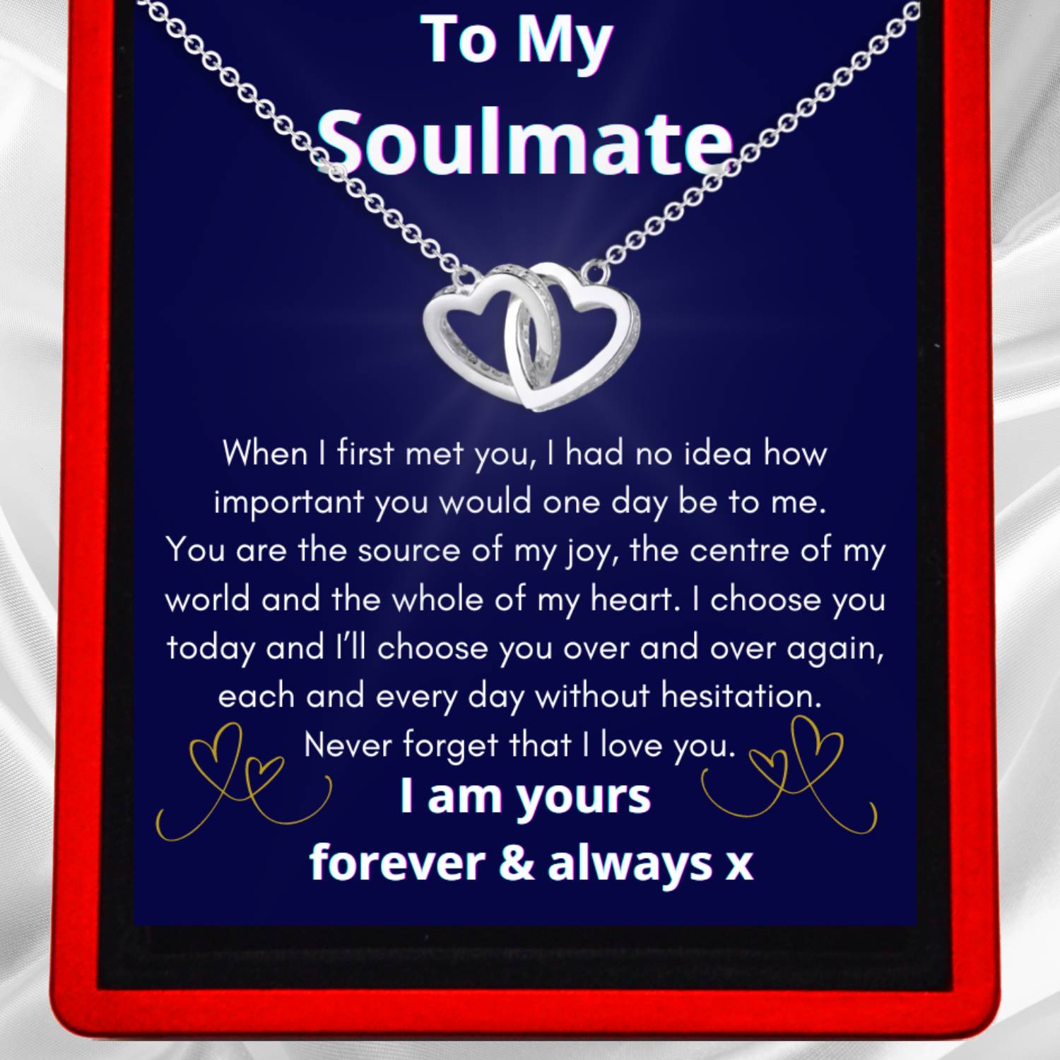 To My Soulmate 'I Choose You' - Interlocking Silver Hearts Necklace ST9