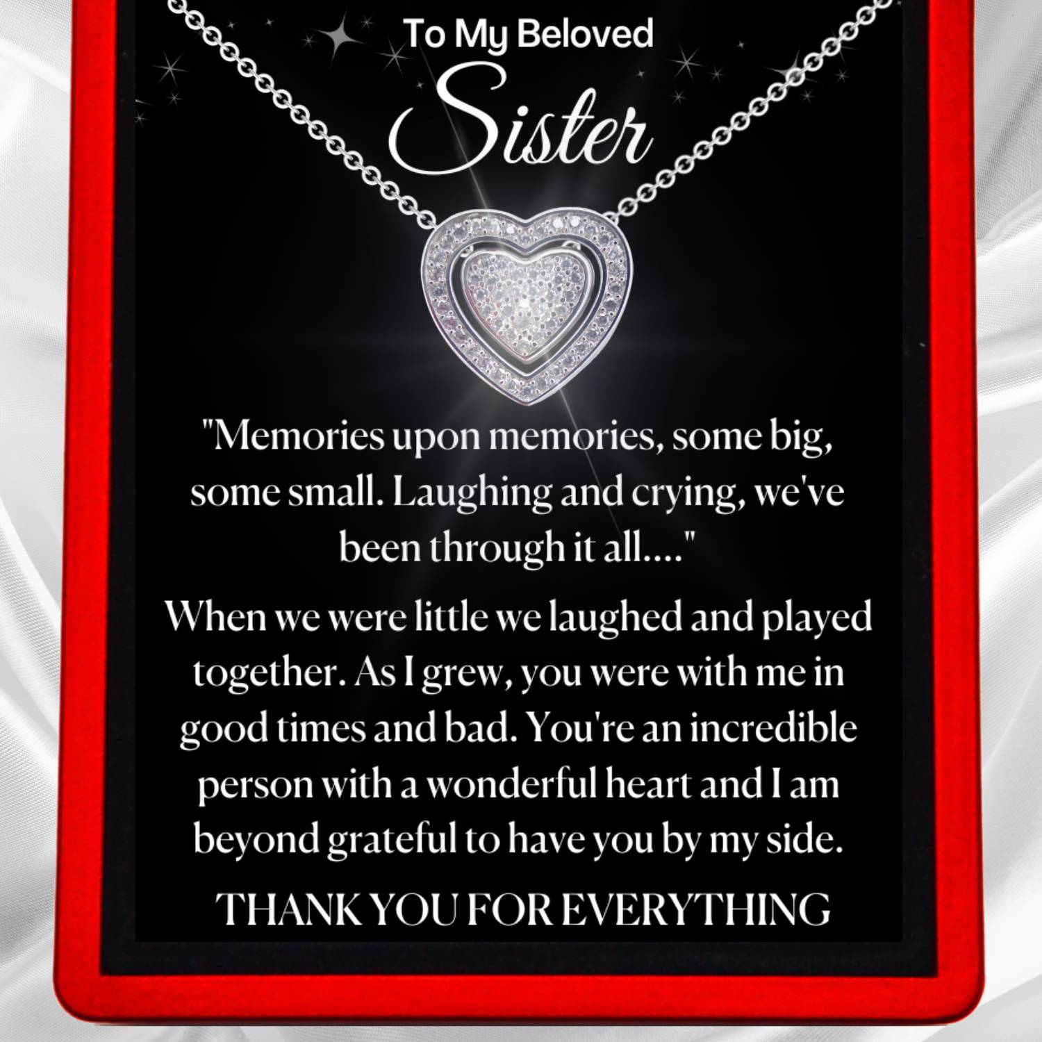 To My Beloved Sister 'Memories' 3 in 1 Trinity Heart Necklace - Sister8