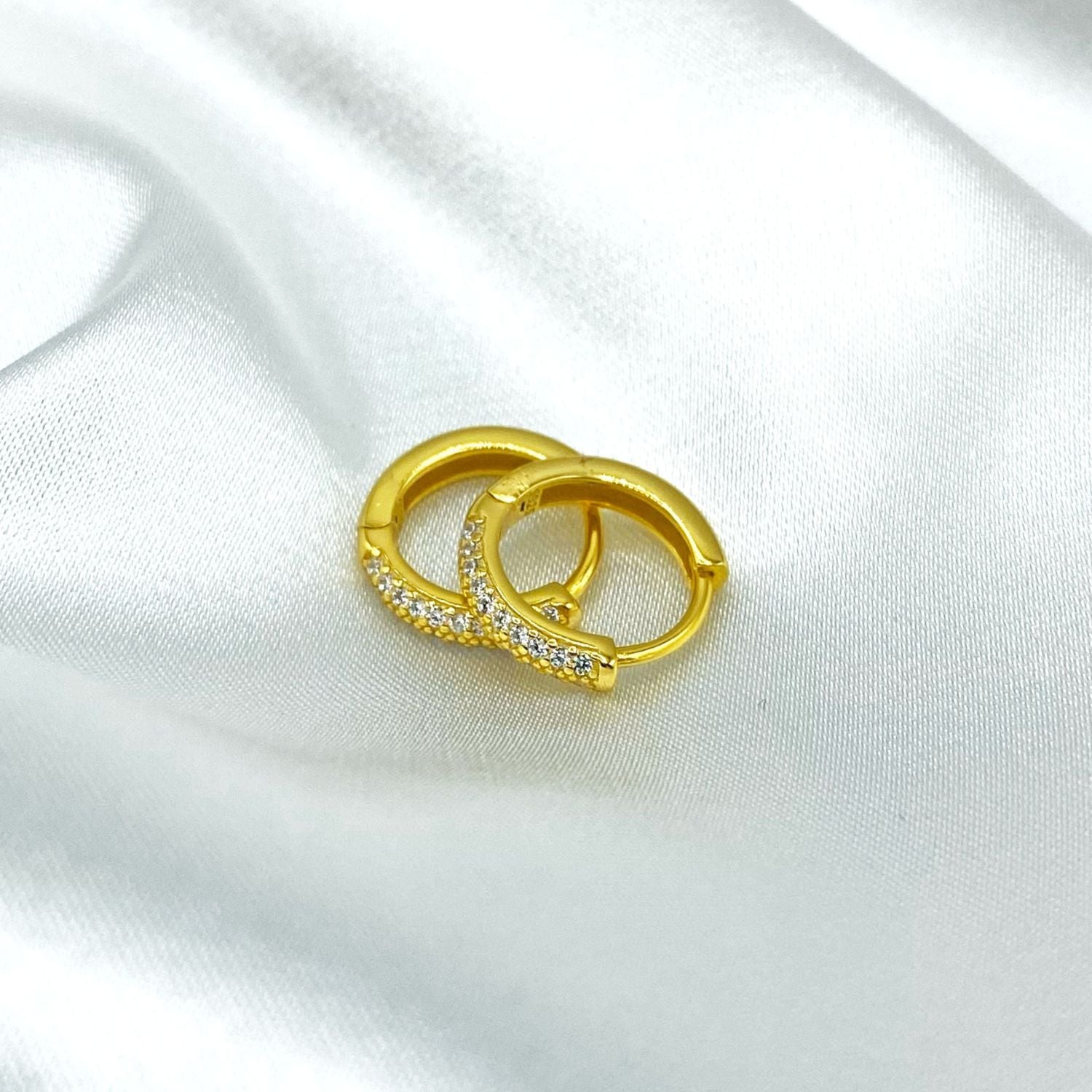 Gold Tone Sparkling Huggie Earrings